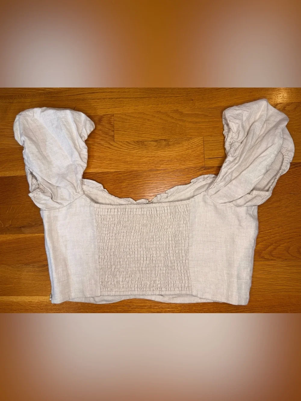 Wilfred Aritzia Linen Lyocell Puff Sleeve Crop Top Mini Skirt Set Size 4 M